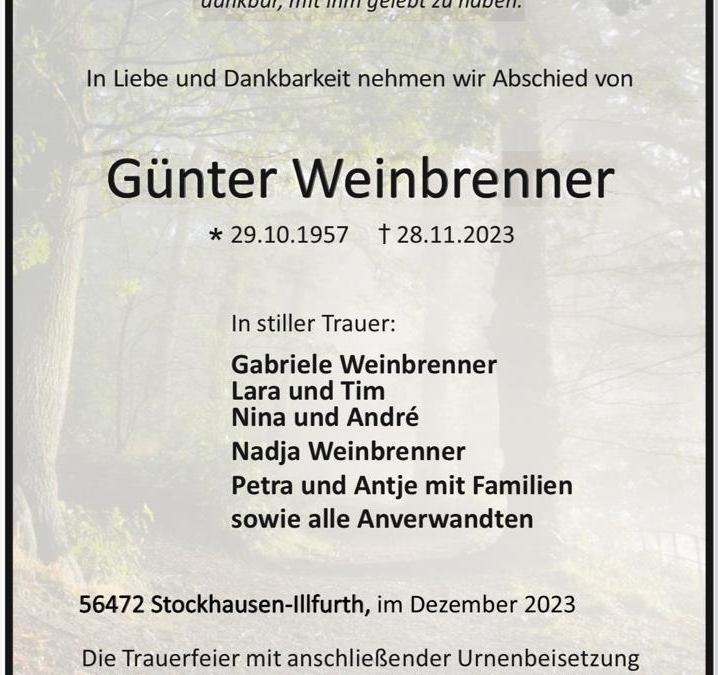 Nachruf Oberstleutnant a.D. Günter Weinbrenner
